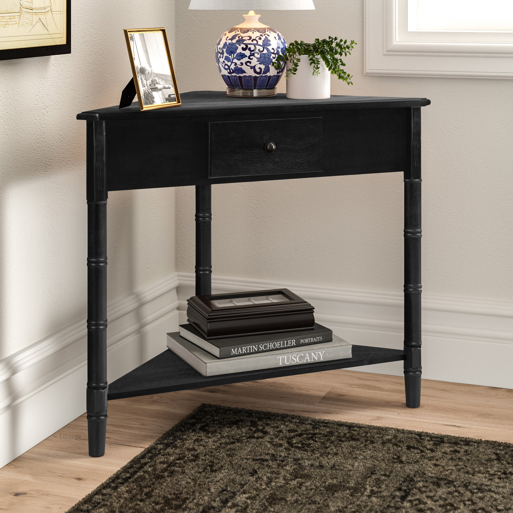 Dark wood corner table discount